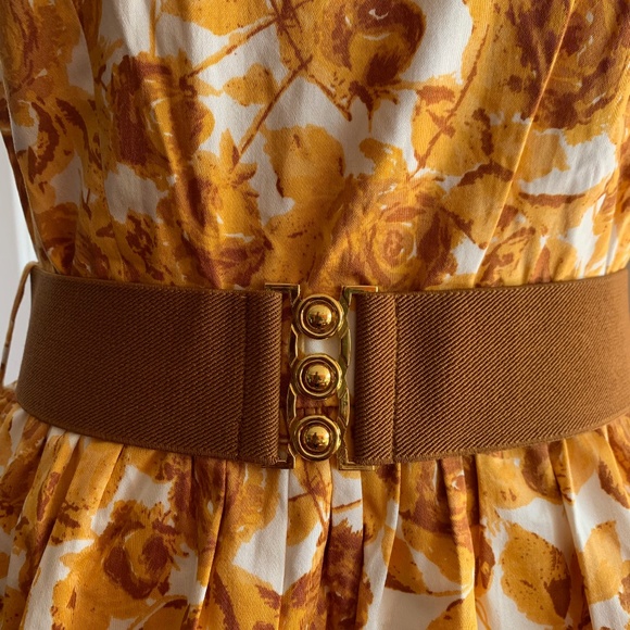 Forever 21 NEW Floral Sleeveless Mini Dress Medium Gold Brown Flare Contemporary - Picture 6 of 10